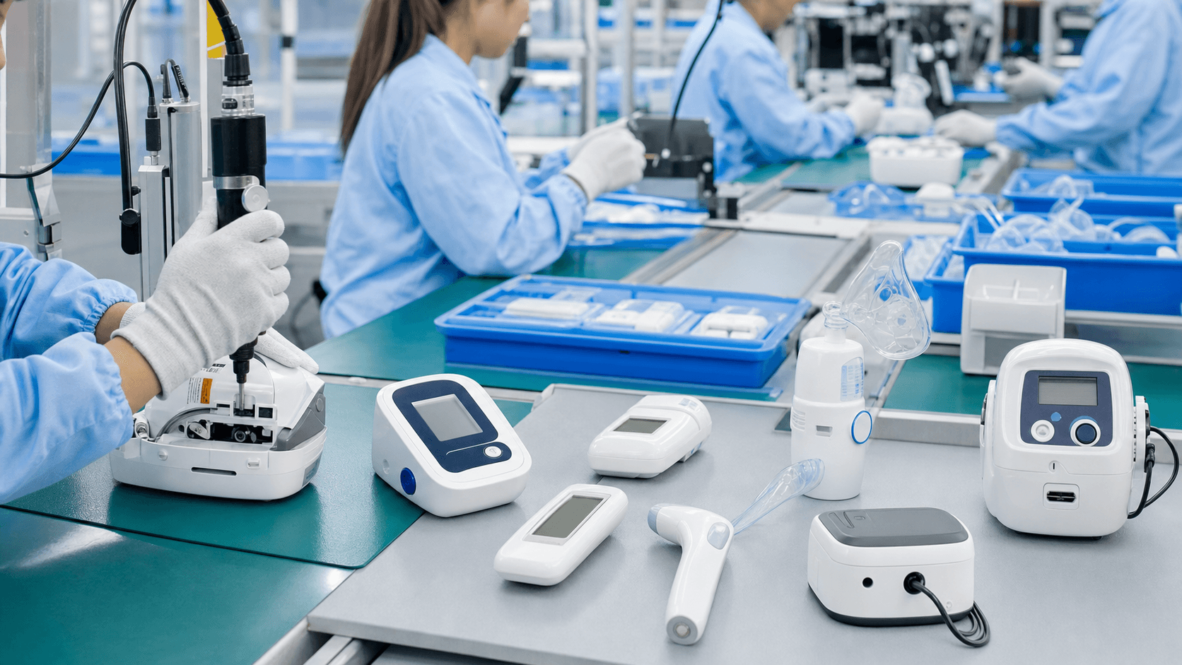 Assembly and in-process control for home healthcare medical devices