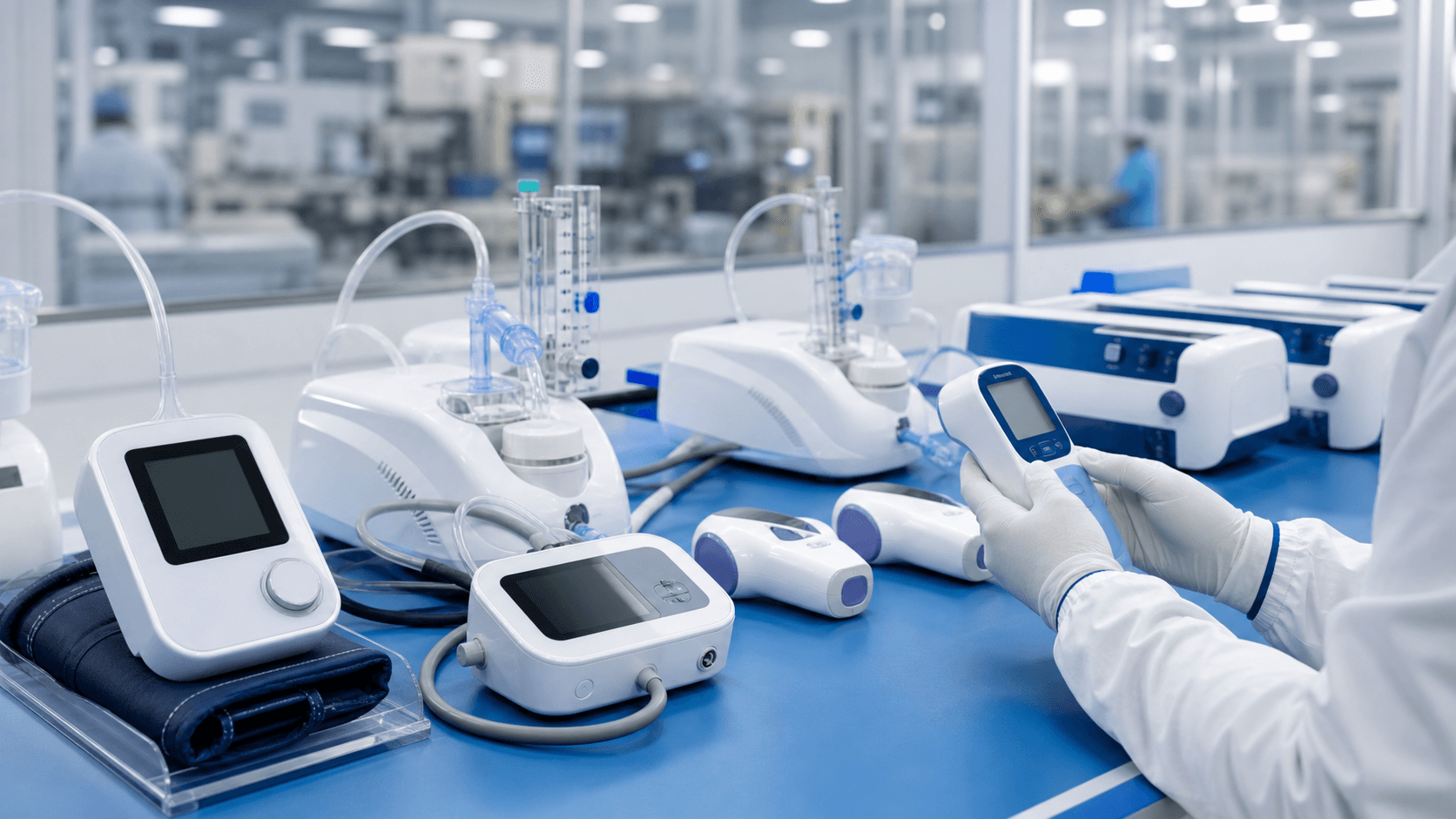 Finished product inspection for blood pressure monitors, nebulizers and thermometers