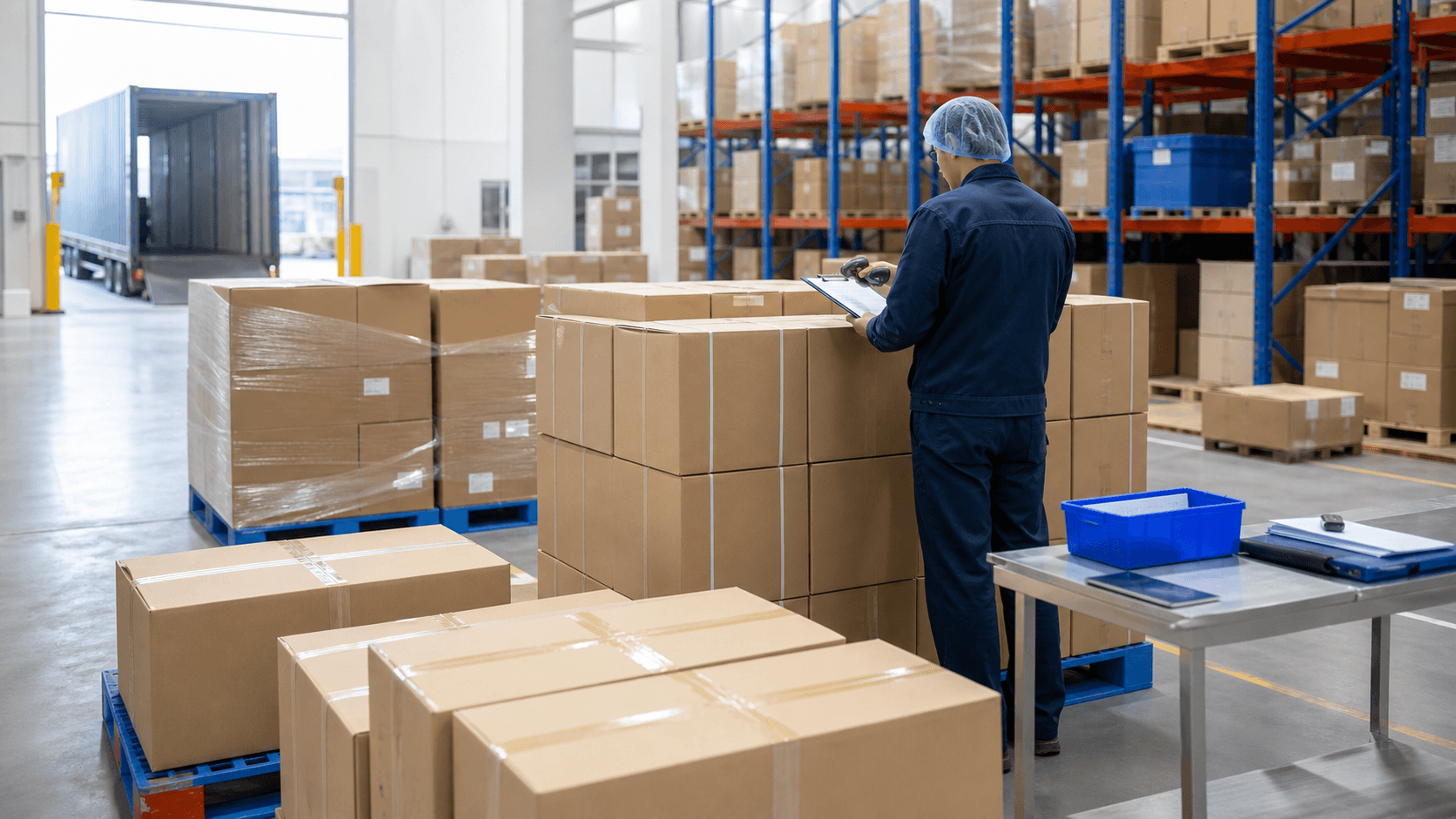 Export warehouse and shipment preparation for medical device cartons