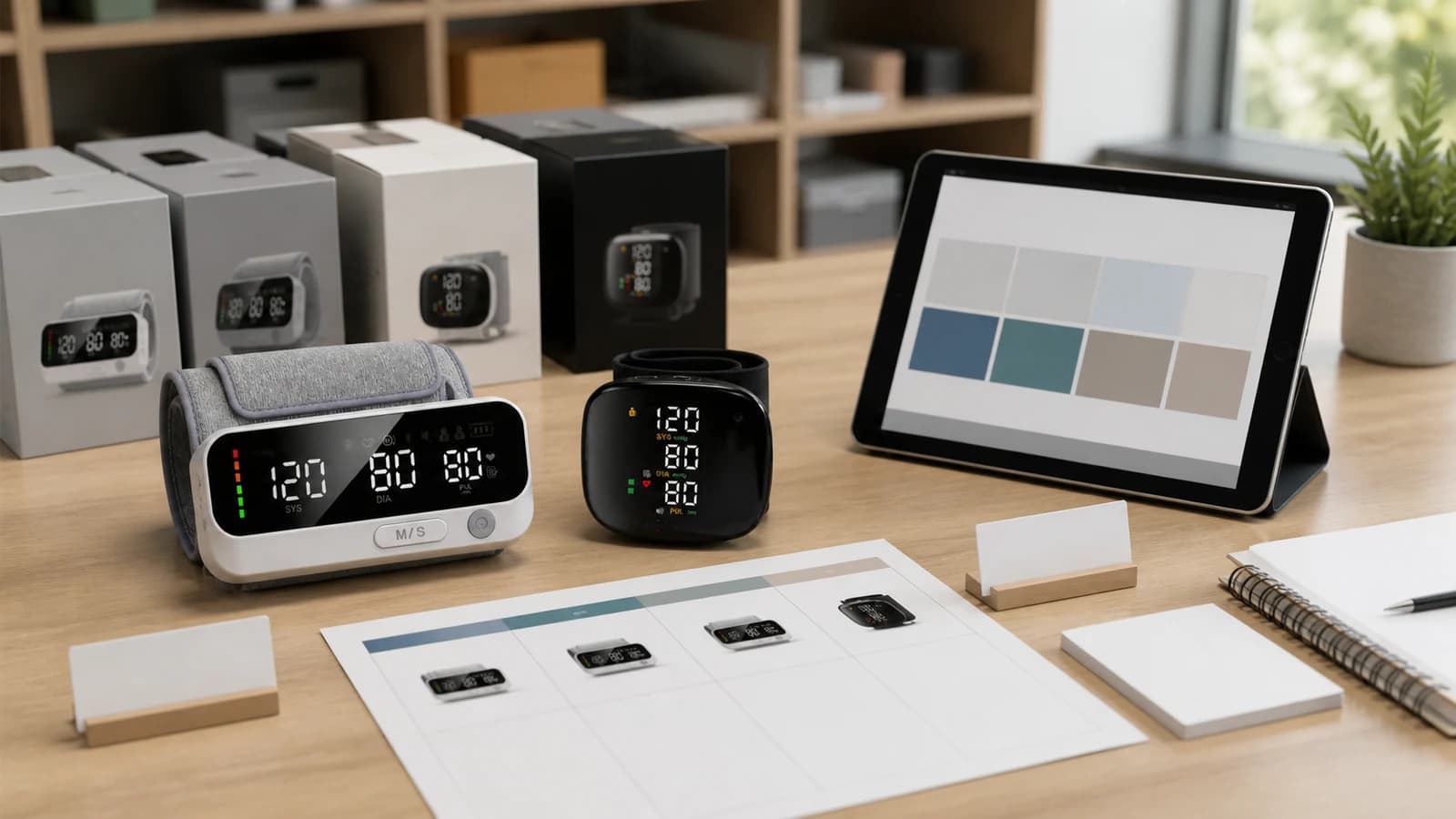 Blood pressure monitor channel assortment planning with upper-arm and wrist samples