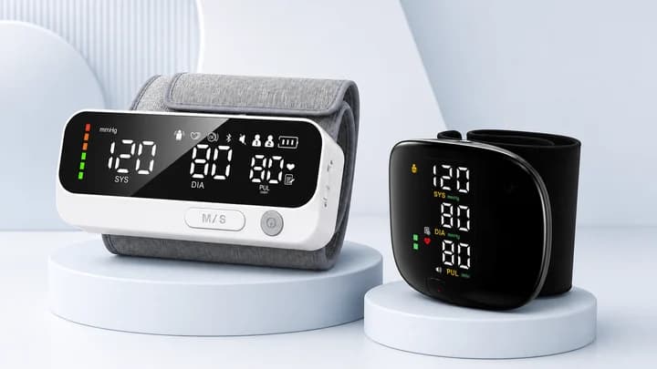 Upper arm and wrist blood pressure monitors