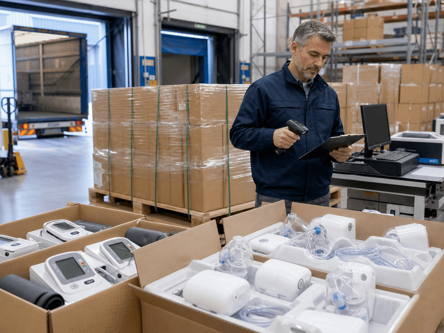Medical device export coordination and shipment preparation