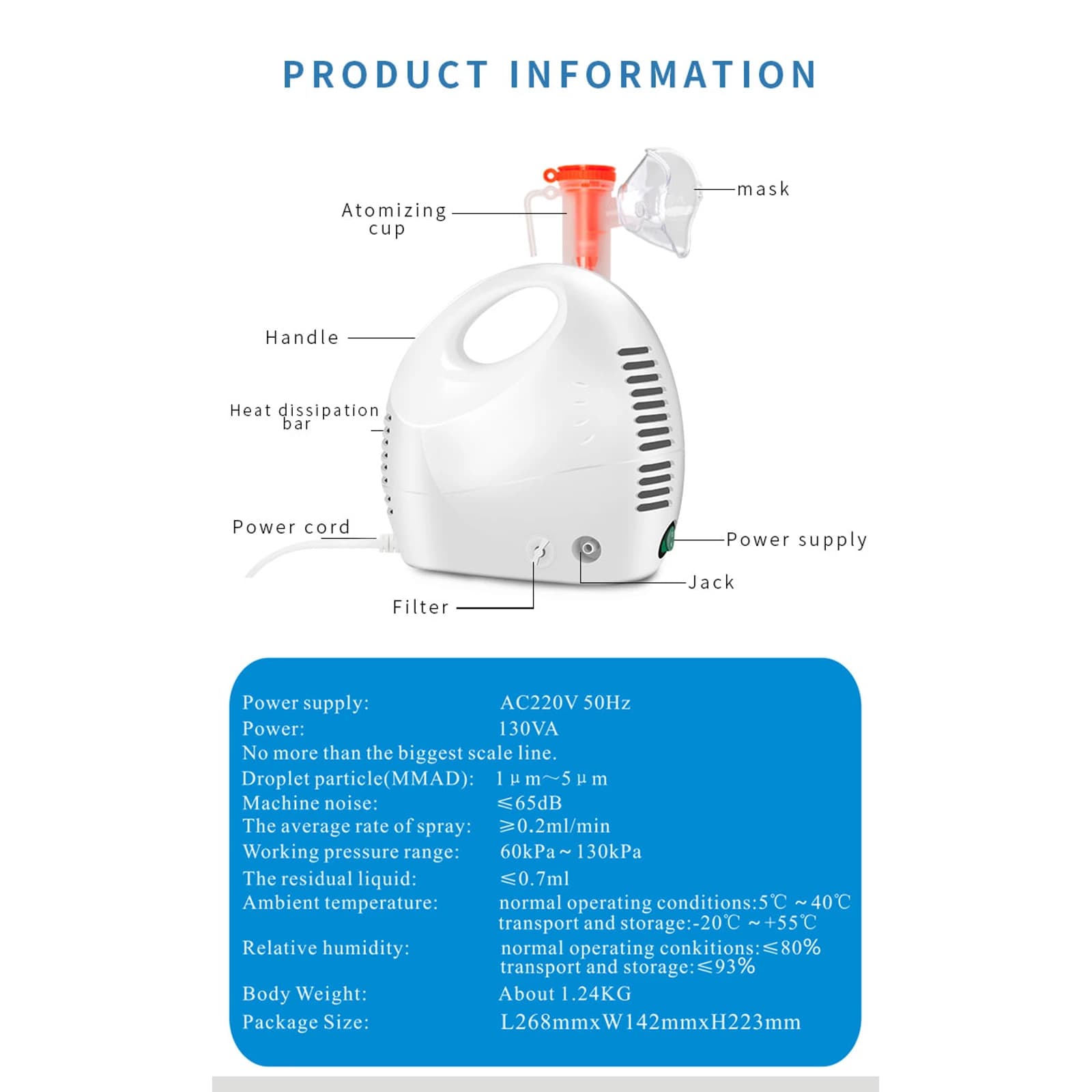 AXD-NB302 Medical Compressor Nebulizer product detail 5